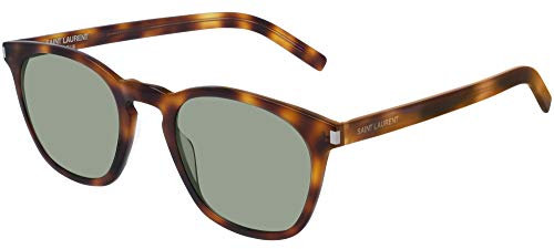SAINT LAURENT Unisex SL 28 SLIM-002 49 ACETAT Sunglasses, Havana-Havana-Green