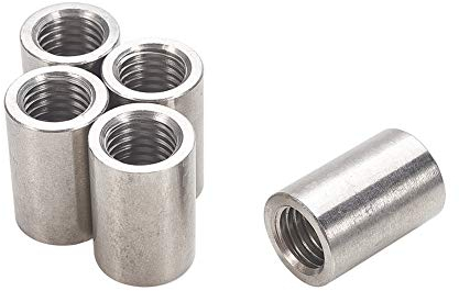 MroMax M14 x 20 x 30 mm Gewinde, runde Verbindungsmuttern aus Edelstahl 304, silberfarben, 5 Stück