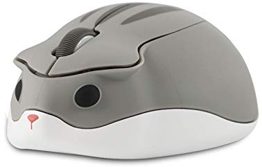 Tynerza Niedliche Tier Hamster Form Wireless Silent Maus Tragbare Reise Mute 1200DPI Neuheit Optische Schnurlose Ruhige Mäuse für Computer Laptop PC Geschenk (Grau)