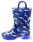 EUXTERPA Stivali di gomma per bambini e bambine lampeggianti, con glitter, impermeabili, con manico facile da indossare, taglia 36-44, Squalo Navy, 33 EU