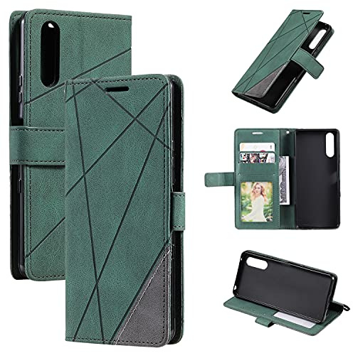 QiongniAN Hülle für Sony Xperia 10 II Hülle Leder,Hülle für Sony Xperia 10 II XQ-AU42 XQ-AU51 XQ-AU52 / Xperia 10 Mk. 2 Hülle Klapphülle Handytasche Case Green