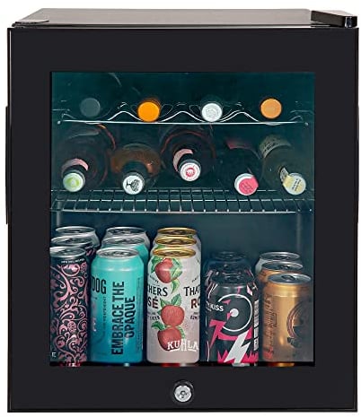 Kuhla Mini Fridge 46L/38 Can Lockable Drinks Fridge Black Table Top with Lock & Key
