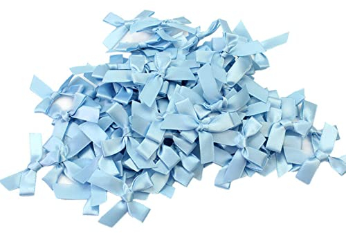 100er Geschenkschleifen,Klein Satinschleife Deko Schleifen für Hochzeit Weihnachten Party Geburtstag Geschenk Scrapbooking Zuckertüten Taufe Streudeko DIY Nähen Haarschmuck Unterwäsche,3x3cm Blau