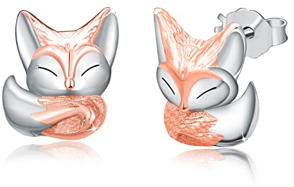 Fuchs Ohrringe 925 Sterling Silber für Kinder und Damen - Klein Ohrstecker Tier Schmuck für Mädchen