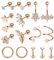 Kakonia 17 Stück Piercing Ohr für Frauen Ohrringe Ohrstecker Roségold Helix Piercings Chirurgenstahl Zirkonia Blume 16G Conch Daith Tragus Piercing Set