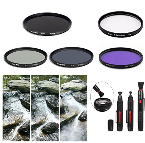 SK57 55 mm Kameraset UV-Filter FLD Filter ND2 ND4 ND8 Neutraldichte-Pinsel für Panasonic Lumix DC FZ80 FZ82 FZ83 FZ85 Digitalkamera
