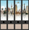 4er Set breite Ordnerrücken World Monuments Paris London Kairo Urlaub File Art Ordner Etiketten Deko AJ 2203