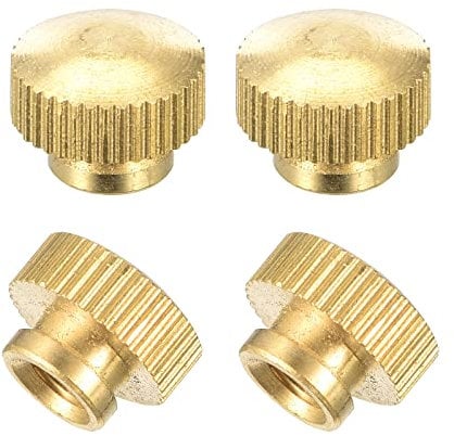 sourcing map Brass Knurled Thumb Nuts, M5x0.8mm Round Stepped Knobs Fasteners for 3D Printer, Electronic Equipment 4Pcs
