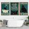 Trayosin Lustige Schwarz Katze Wandkunst Set von 3,Vintage Wandbilder,Leinwand Poster Bilder Badezimmer Schlafzimmer Wandposter Wand Bild Lustiges Badezimmer Deko,ohne Rahmen (30x40cm)