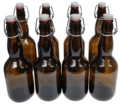 DIAH DO IT AT HOME Brown Glass Beer Bottle 500ml with Ceramic Swing Top x 8