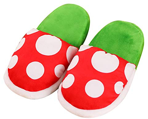 EHOTER Pflanzen Plüsch Hausschuhe für Zuhause Kannibale Blume Form Cosplay Schuhe Dot Pattern Hausschuhe Loafers mit Pfeife Topfhalter für Erwachsene und Jugendliche Hausschuhe als Geschenk