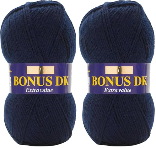 Hayfield Bonus DK Double Knitting, Navy (971), 100g by Sirdar (Pack of 2)