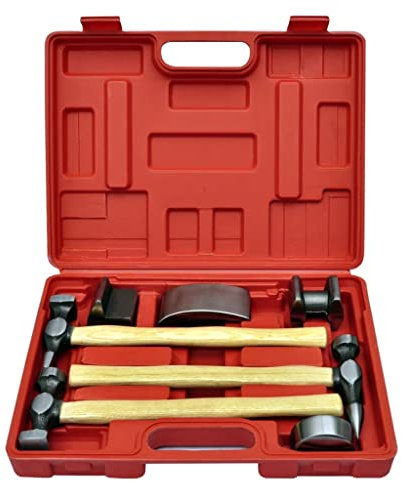Toshilian Kit di rimozione ammaccature per carrozzeria, set di strumenti di riparazione del corpo martello e cumuli per carrozzeria, kit di martelli per carrozzeria auto e ammaccature 7 pz