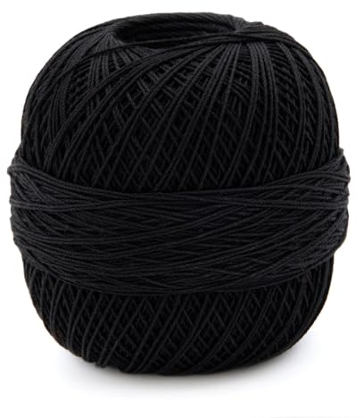Häkelgarn 10 von Gründl, Filethäkelgarn,Stärke 10, 50 g / 280 m,100% Baumwolle, NS 1,25-1,5 (01 schwarz)