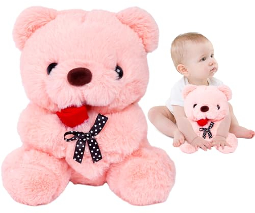 Gxhong Plüschbären 21 cm, Teddy mit Rose, Plüschtiere Valentinstag Bär, Plüschbär für Kinder Jungen Mädchen Valentinstag, Weihnachten Geschenke (B)