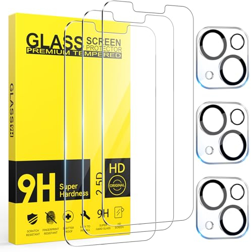 Niphabe 3 Stück Panzer Schutz Glas kompatible mit iPhone 13 Mini Schutzfolie mit Kameraschutz, 9H Härte Hartglas, HD Displayschutz, Kratzfest, Ultra-klar.