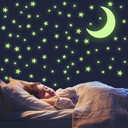 DMNQ 462 Stück Leuchtende Sterne für Kinderzimmer Leuchte im Dunkeln Leuchtende Babyzimmer Deko Geschenke Sterne und Mond Leuchtsterne Kinderzimmer Selbstklebend Wandsticker