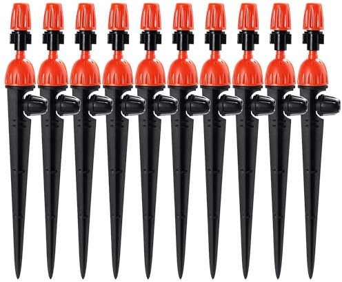 VooGenzek 10 Stücke Tropfer Einstellbar Bewässerung Dripper Set, Verstellbare Tropfstrahler Wasserbewässerungstropfer, 360 Grad Verstellbar Tropfbewässerungssystem, mit Verschlussschnalle