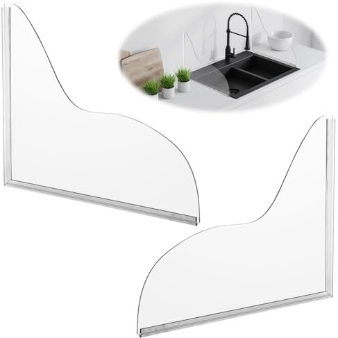 RANJIMA 2 paraspruzzi in acrilico, autoadesivo, trasparente, protezione dagli schizzi per la doccia, protezione dell'acqua della doccia, protezione per gli angoli della doccia, protezione dagli