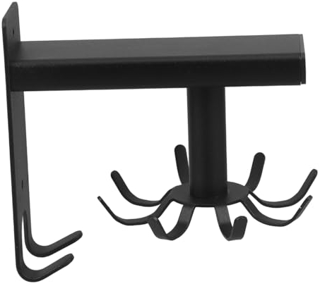 Veemoon Rotating Kitchen Utensil Hanger Rack 8 Hooks Black Wall-Mounted Utensil Organizer for Easy Access and Storage in Kitchen