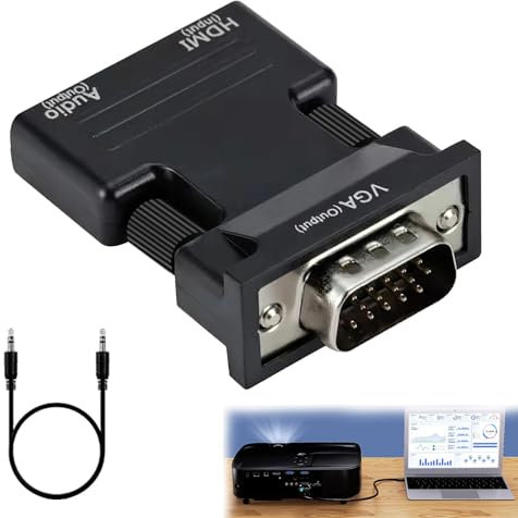VGA Adapter - HDMI Female to VGA Male Converter with Full HD 1080P Video Output for Monitor, TV, Computer, Laptop, PC, Projector and More (Black)
