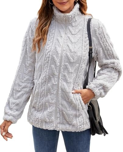 Zetieny Felpa Donna con Cappuccio Cappotto in Pile Invernale Zip Teddy Giacca Leggero Hoodie Manica Lunga Felpa Autunno Invernale Sweatshirt Cardigan Casual Outwear con Tasche