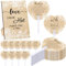 Roowest 101 Pcs Wedding Fans Gifts for Guests 100 Pcs Wedding Hand Plastic Fans and a Table Sign for Bridal Shower Party Favor Appreciation(Wood,Retro Lace)