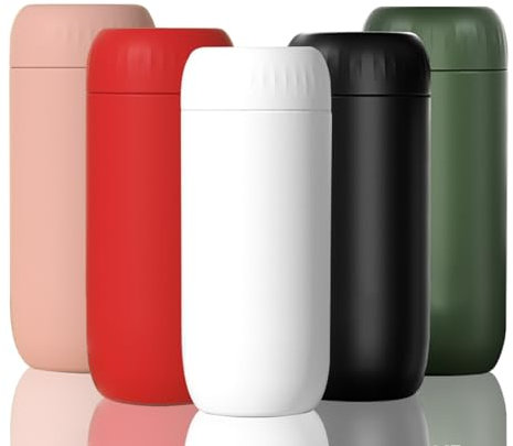 YINJAM 450ml Travel Mug Coffee Cup Thermal Vacuum Mug Reusable 316 Stainless Steel Insulated Tumbler with Leakproof Lid for Hot and Cold Drinks (White)