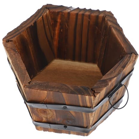 Happyyami Blumenkasten Für Garten Und Balkon Kleiner Pflanztopf Mit Natürlicher Holzmaserung Für Sukkulenten Und Balkongärtnerei Atmungsaktives Holzgefäß