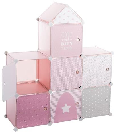 Well Home - Château de Colonne de Rangement étagère Rose 95,5 x 32 x 109 cm