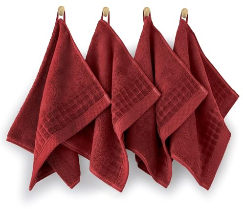 ZWOLTEX - Badetuch Paulo 4 Stück 30x50 cm, Badetücher, Duschhandtuch 100% Baumwolle, Saunatuch, Saunahandtuch, Duschtuch, Großes Badehandtuch, Bath Towel - Rot