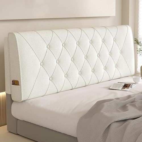 Wandmontage Beige Gepolsterter Diamant Getuftete Kopfteil für Voller Kopfteil Stützkissen Nachttisch Polster Daybed Etagenbett Rückenlehne 63/160cm