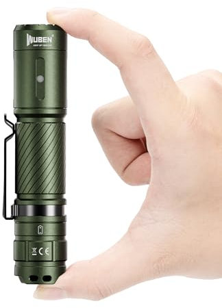 WUBEN LED Torche Super Bright Rechargeable 1200 Lumens, Tactical Mini Flashlight Powerful Torch Battery Powered, IP68 Waterproof Pocket Handheld Flashligh for Camping, Hiking, Emergency (Green)