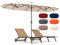 RELAX4LIFE Ombrellone Doppio da Giardino 4 x 2M, Ombrellone Parasole con Apertura a Manovella, Tetti Ventilati, Ombrellone da Esterno per Patio, Cortile, Ristorante o Bar (Beige-Luci)