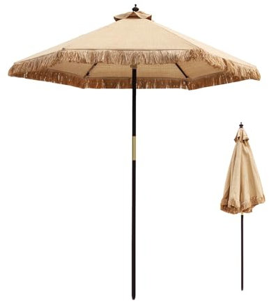 WBQYIPD Sombrilla de playa Tiki de paja, 210 cm, de madera, for patio, exterior, for jardín, terraza, piscina.