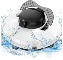 UEXEDO Robot Piscina,Limpia Fondos De Piscina Automatico,Robot Piscina Limpiafondos y Paredes.Doble Motor Robot Limpiafondos Piscina Sin Cable,Batterie De 5 200 Mah, Autonomie De 120 Minutes (Blanco)