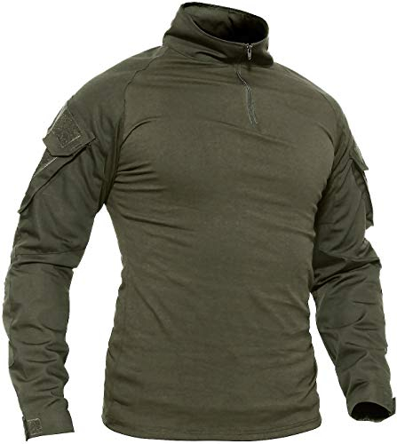 TACVASEN Camping Shirt Herren Longsleeve Slim Fit T-Shirt Sport Shirt Jagd Angeln T Shirt Berg Wandern Shirt Atmungsaktiv Langarm Tshirt Leicht Sweatshirt Grün Armeegrün XL CN 3XL