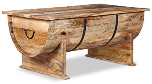 Festnight Table Basse Vintage en Bois de Manguier Massif 88 x 50 x 40 cm