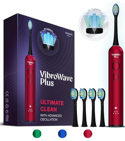 Wagner Stern VibroWave Plus Oszillation & Vibration Sonic Elektrische Zahnbürste mit 4 Bürstenköpfen IPX7 Wasserdicht