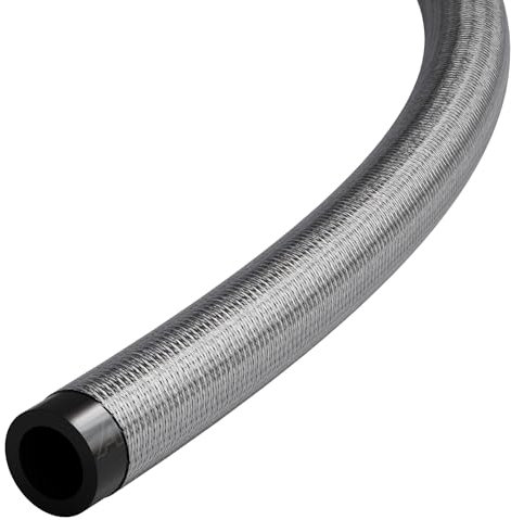 13mm (1/2 Inch) Stainless Steel Overbraided Rubber Fuel Oil Water Coolant Radiator Braided Hose 1 Metre Silver
