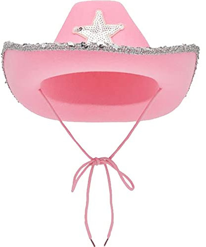 Pink Cowgirl Hut Western Hut Mit Hals Kordelstring Urlaub Kostüm Party Cap Princess Hat Kostüm Zubehör Accessoire