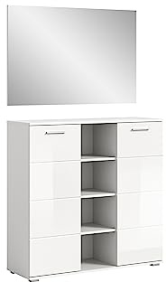 xonox.home X98A9G02 Garderobenkombination 110x191x37 cm in weiß Nachbildung und weiß Hochglanz