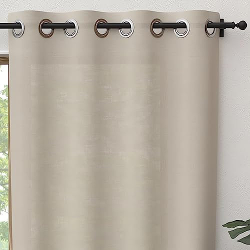 Soleil d'ocre, Rideau à Oeillets Pur Coton 135x300 cm Panama Lin