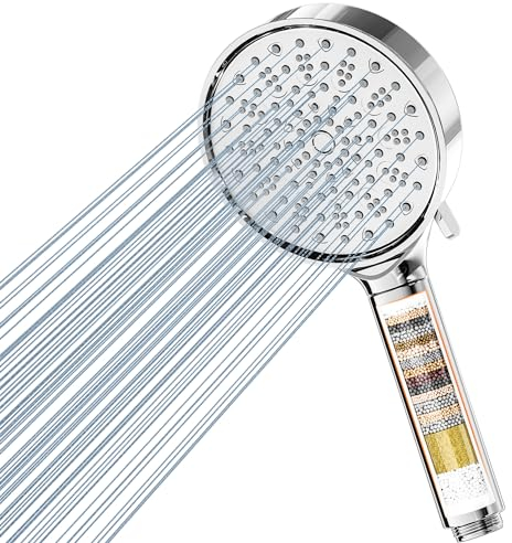 Cobbe Duschkopf mit Filter, Duschkopf Wassersparend mit Filtration in 20 Schichten, 6 Strahlarten Hochdruck Handbrause, Sparduschkopf für Entfernen vom harten Wasser, Rest-Chlor, Bakterien