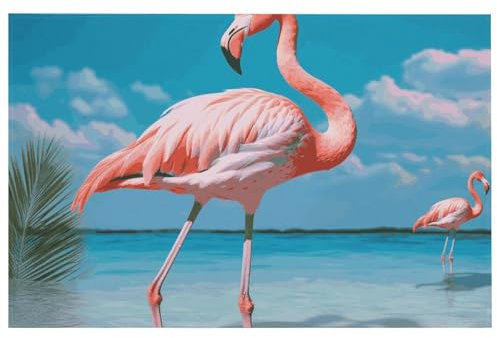 LMNGH Paillasson extérieur 40 x 60 cm, antidérapant, motif flamant rose dans l'eau, tapis de porte d'entrée à séchage rapide, tapis de bienvenue pour extérieur et intérieur, décoration d'intérieur,
