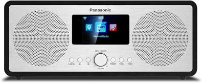 Panasonic RF-D40EGK-K Internet- & DAB+/FM-Radio mit Bluetooth, 6 Watt, 7,5 cm Lautsprecher, 2,4 Zoll TFT-Farb-LCD, Wecker & Einschlaftimer, Fernbedienung, USB, WLAN, Schwarz