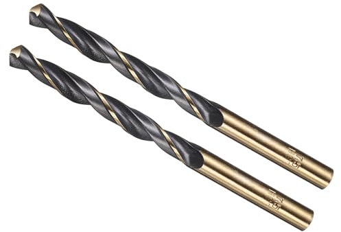METALLIXITY Brocas (7.5mm) 2pcs, Acero de Alta Velocidad 4341 Vástago Recto 118° Acabado Negro y Dorado para Cobre Aluminio Madera Plástico Metal de Dureza Media