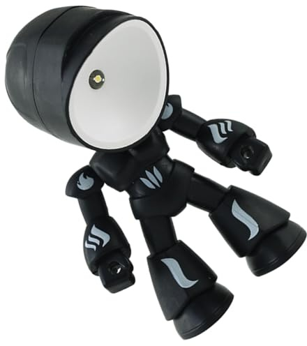 Hoement Roboterlampe Schwarze PVC Schreibtischlampe mit Verstellbarem Kopf | Dekorativ für Heimdekoration und Shops, ohne Sichtbares Flackern, 3 Button Batterien im Satz