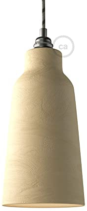 Flaschenförmiger Lampenschirm aus Keramik - Materia Kollektion - Made in Italy - Gestreifte Beige - Weiß