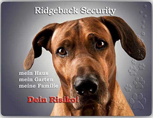 Merchandise for Fans Warnschild - Schild aus Aluminium 30x40cm - Motiv: Rhodesian Ridgeback Security (01)